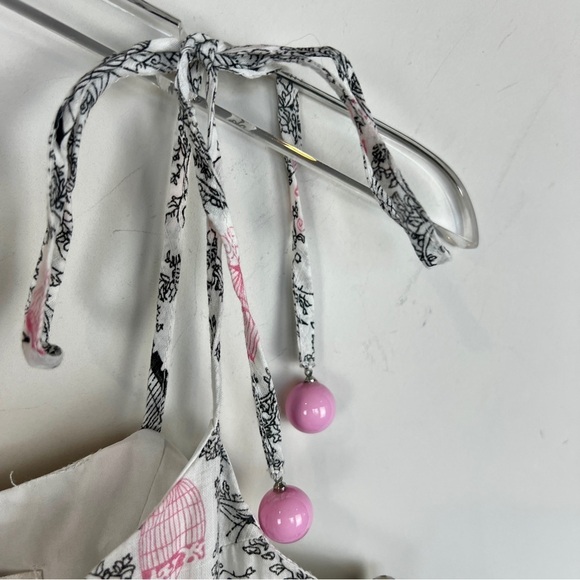 Unique Vintage Bird Cage Swing dress size M pink black gray - Picture 3 of 9